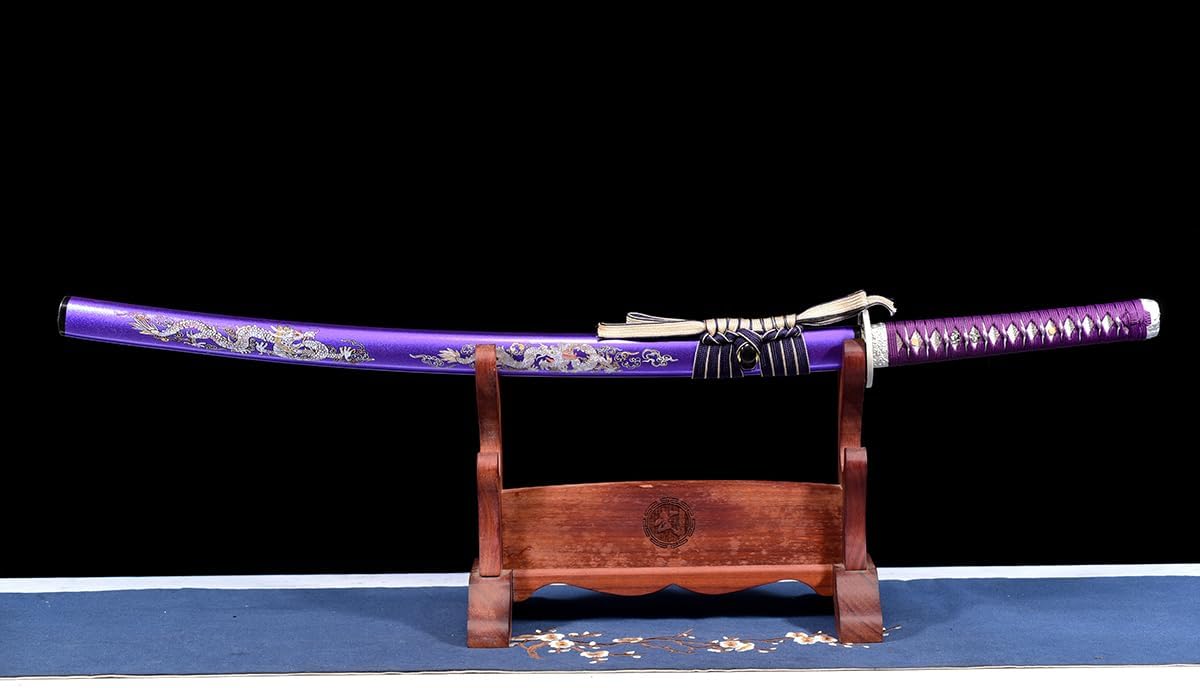 41 inch Gorgeous Purple Dragon Katana Handmade Japanese Samurai Sword Carbon Steel Full Tang