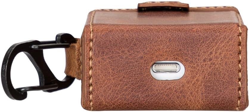 HARDISTON Genuine Leather Handmade Apple AirPods 1-2 - Square Case with Keychain Clip - Support Wireless Chargers - Compatible with AirPods 1-2 (Brown) image 4