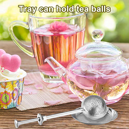 Tea Ball Infusers, Long-Handle Tea Strainer Stainless Steel For Loose Leaf Tea Spices And Seasonings In Office Or Travelling, With A Saucer. #TOP5