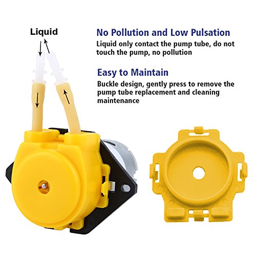 12V Dc Diy Dosing Pump Peristaltic Dosing Head Automatic Doser Pump Connector For Aquariums Lab Analytic Liquid (Yellow+Black+White) #TOP1