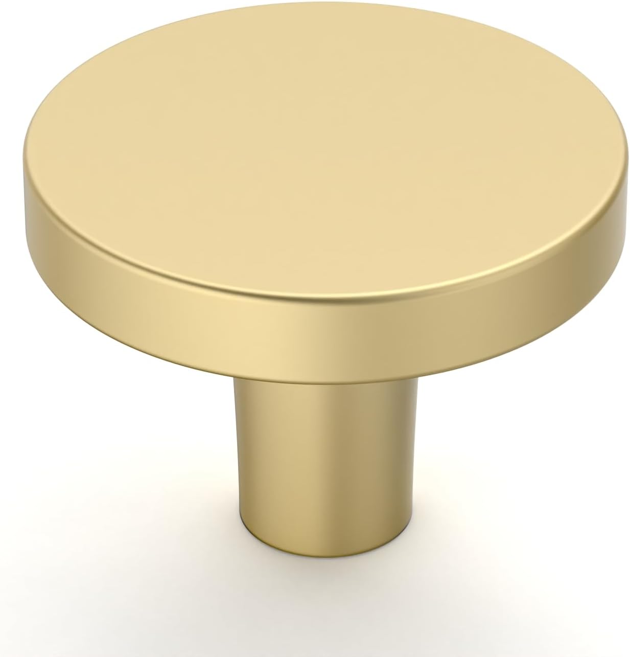 Amerdeco 20 Pack Brushed Gold Cabinet Knobs Single Hole Cabinet Pulls 1 Inch (30MM) Diameter Round Drawer Knobs and Pulls for Bathroom Cabinets K0021