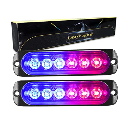RIGIDON 2 Pcs 4.3 Inch 6 LED Safety Emergency Flashing Lights, 12V 24V Red Blue Strobe Hazard Warning Light, Breakdown Beacon Led Light Bar for Car Truck Off road SUV ATV UTE 4x4, Fog Lamps