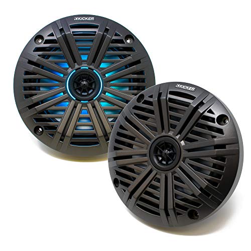 Image of KICKER 6.5 inch LED Marine Speakers (3 Pair) Charcoal Salt Water Grills OEM Replacement Speakers