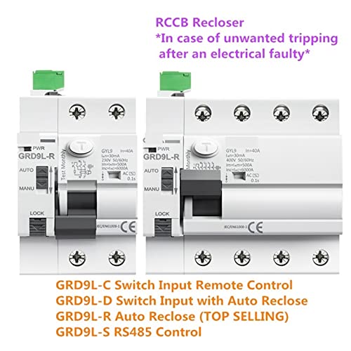 Disjoncteur différentiel GRD9L-R 4P 40A 100mA type A à réenclenchement