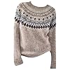 Womens Jumpers Crew Neck Knit Sweater Fair Isle Long Sleeve Jumper Colorblock Striped Knitwear Ladies Retro Christmas Sweaters Soft Pullover Tops Trendy Tunic Fall Winter Jumpers Shirts Plus Size #3