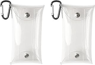 サムコス 小銭入れ 透明 2個セット ミニポーチ ウォレット ミニ財布 キーケース コンパクト 可愛い カラビナ付き 洗える 携帯用 取り出し便利 (透明2点)