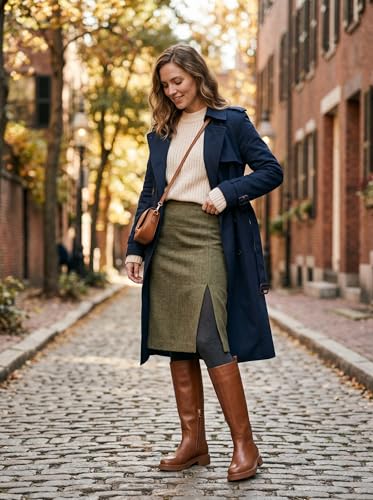 Image of Womens Knee High Chelsea Boots - Round Toe Chunky Low Heel Tall Riding Boots with Inside Zipper, Comfortable Dressy Fashion Long Boots for Daily Work & Casual