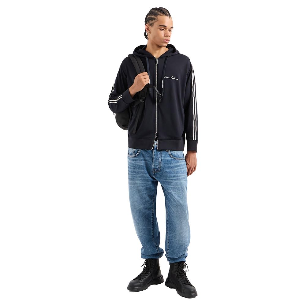 Armani Exchange Essential, Logo Signature, Full Zip Felpa con Cappuccio Uomo (Pacco da 1)