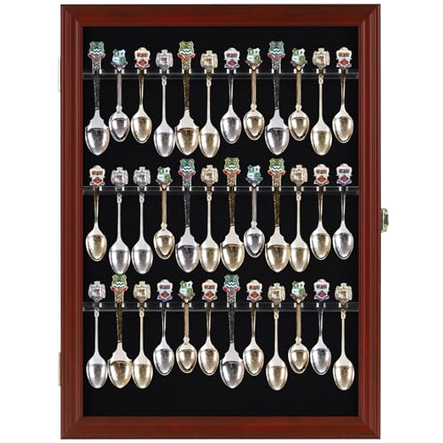 image for DisplayGifts 36 Spoon Display Case Cabinet Holder Rack Shadow Box with