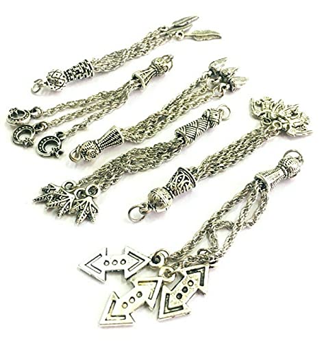 Perlin Set of 5 Tespih Tassel, Tassel, Püskül, Silver Metal for Prayer Beads Tasbih Tespih Chain