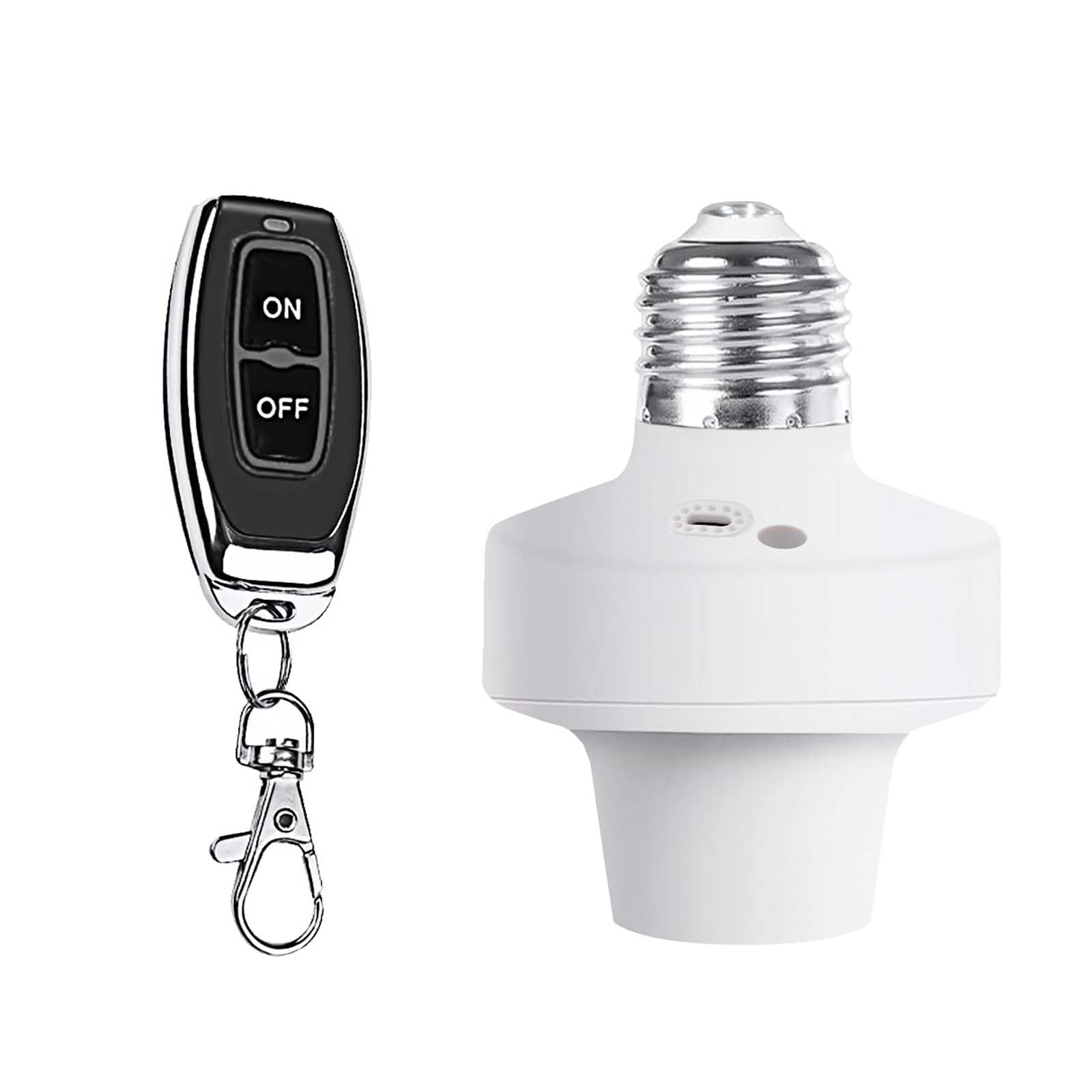 QIACHIP Lampada con telecomando senza fili, attacco E27, portalampada, senza fili, 433 MHz, con On/Off, supporto per lampada LED, lampadina