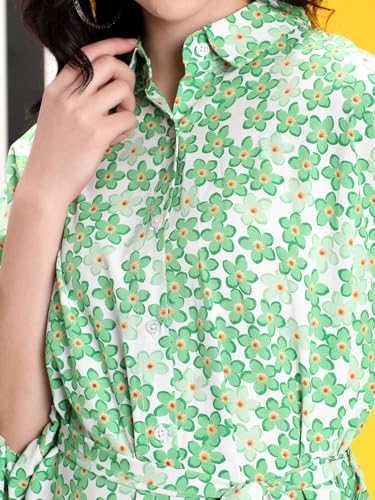 Robe décontractée à motif floral imprimé fluide et manches 3/4 légères - 6