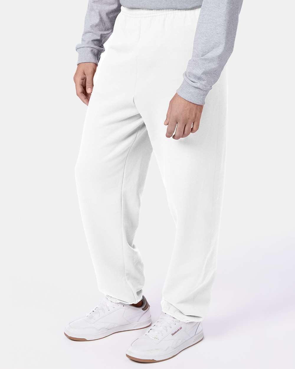 Hanes Men's EcoSmart Sweatpants – Cotton-Blend Fleece Joggers with Pockets, Tear Away Label, Pill-Resistant Fabric, Eco-Friendly Recycled Material, Classic Fit, Adjustable Drawcord White - Image 3