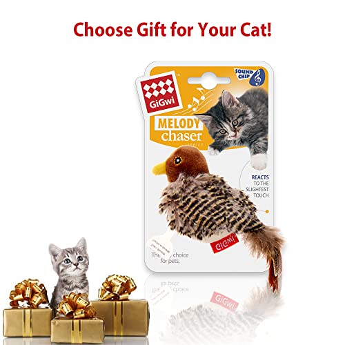 Gigwi Cat Toys For Indoor Cats, Interactive Cat Toy With Real Chirping Bird Electronic Sound, Cat Feather Toys With Soft Plush Relieve Boredom #TOP6