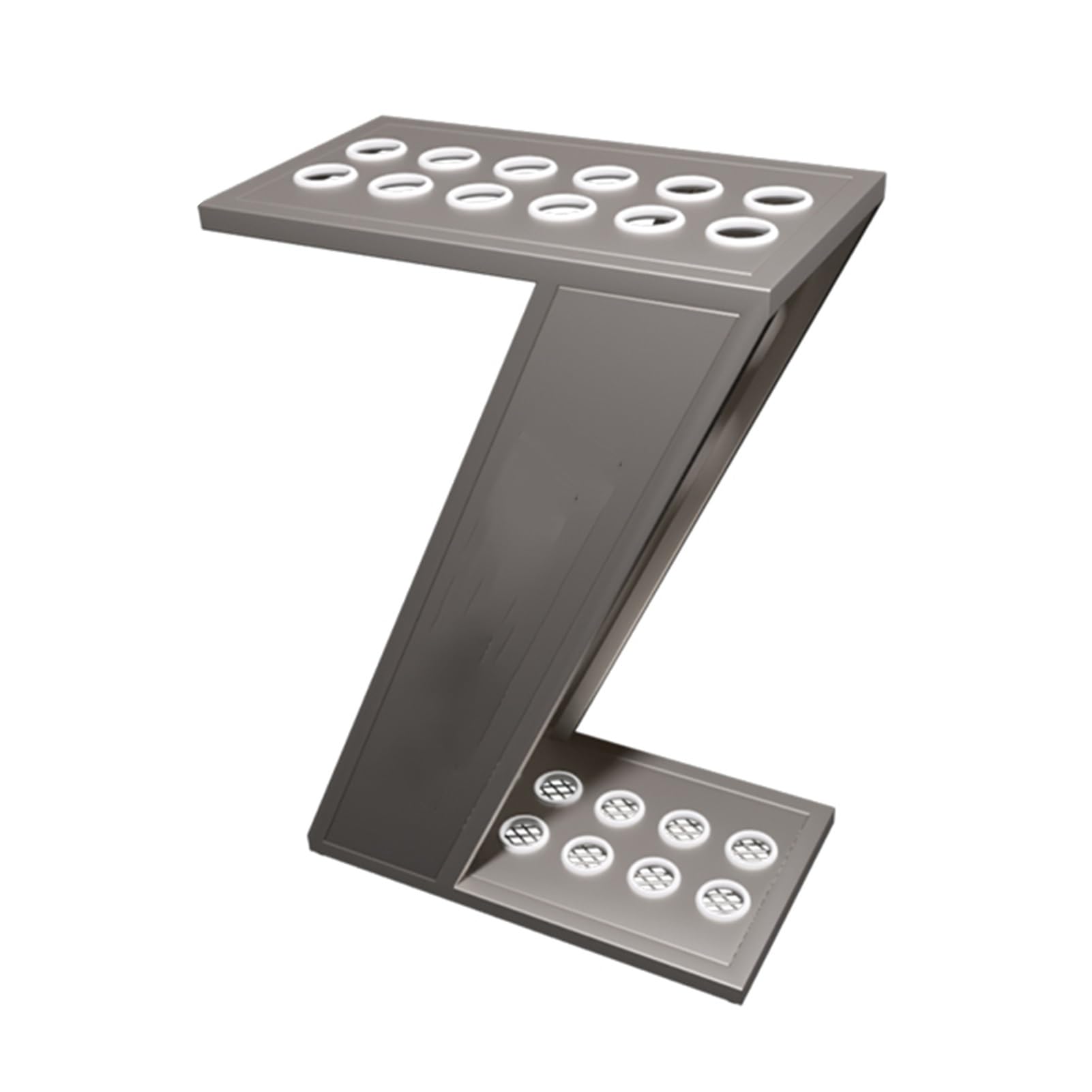 ZFUCMAYL 12-hole Billiard Cue Holder,Iron Billiards Pool Stick,Floor-standing Display Floor Storage,Space-saving(Silver)