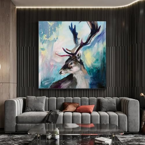 Décoration de salon moderne avec tableau de cerf abstrait sur toile - 4