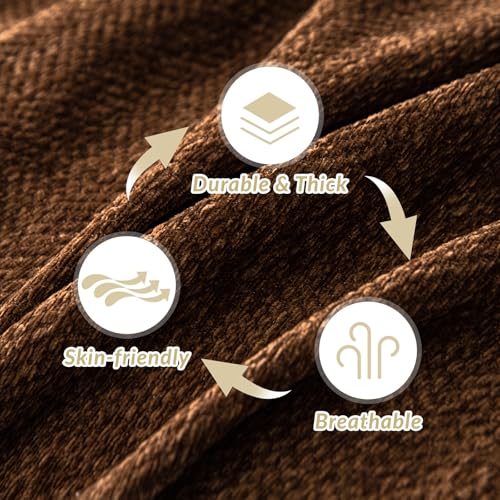 Throws for Sofas Large Chocolate Brown Waterproof Sofa Throw Blanket Soft Herringbone Chenille Tassels Blankets for Bed Settees Chair Slipcover 1 2 3 4 Seater Couch Cover - 180 x 180 cm - Image 2
