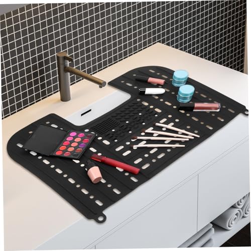 Cubierta de lavabo de silicona UKCOCO 55x43cm plegable y negra con drenaje 6