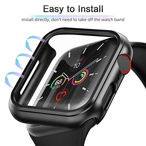 MARGE PLUS Case for Apple Watch 44mm 40mm Screen Protector, [2- Pack] Hard PC with PET Film Shockproof Full Coverage Case Cover for iWatch Series 6/SE/5/4 - Thumbnail 3
