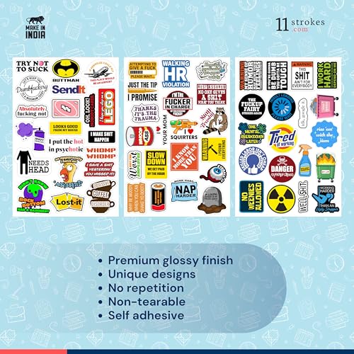 Image of 11 Strokes Set of 100 Sarcastic Stickers - Funny Stickers, Meme Stickers for Phone Case, Self Adhesive Aesthetic Stuff Laptop Aesthetic Laptop Accessories
