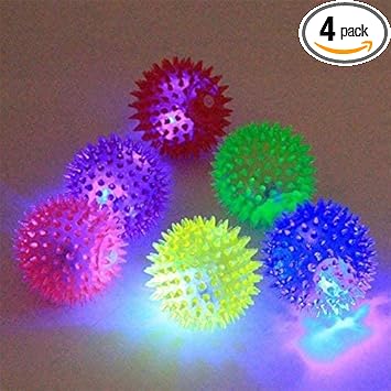 LED WhistlePSK PET MART Squeaky Squeaker Sound Ball Puppy Dog Cat Pet Chew Playing Rubber Ball Toy -4 Pieces (Set)