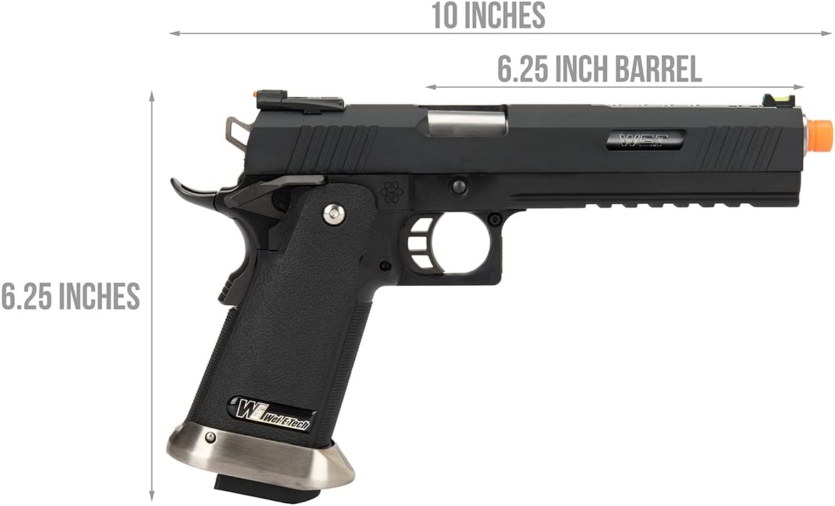 1911 Hi-Capa T-Rex Competition Gas Blowback Airsoft Pistol w/Sight Mount - Black/Silver- WE-Tech
