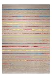 Florhöhe: 13 mm ESPRIT Joyful Stripes grau Kinderteppich ESP-8023-11, Größe:80 * 150cm