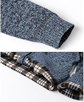 KTWOLEN Gebreid vest met volledige ritssluiting voor heren, sweater met staande kraag, fleece gevoerde trui, trui met lange mouwen, ongedwongen, dikke, warme winterjas voor heren, C-rood, L