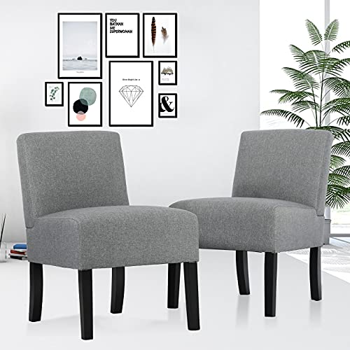 Bigacc Dining Room Chairs Set of 2, Accent Chair for Kitchen Chairs Armless Fabric Chair, Elegant Design Dining Chairs Modern Living Room Chairs Sofa, Grey