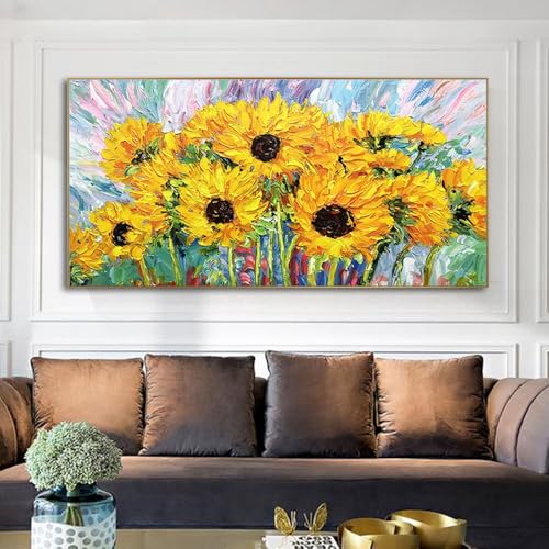Diamante pintura para pared de girasol: un arte de manualidades 5D ideal para salones