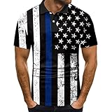 4th of July Patriotic Polos Shirt for Men Fashion American Flag Print Graphic Tee Button Up Sports...