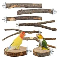 Euablfo 8 Stück Wellensittich Spielzeug Zubehör, Vogelspielzeug Holz Natur, Nymphensittich Spielzeug, Vogelkäfig Zubehör, Sitzstangen für Wellensittiche, Kanarienvogel, Agaporniden