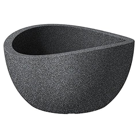 Scheurich Wave Globe Bowl, Round Planter made of Plastic, Black-Granite, 40 cm diameter, 21 cm height, 12 l Vol Cover