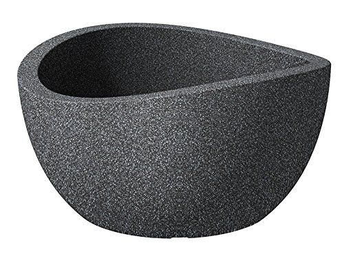 Scheurich Wave Globe Bowl, runde Pflanzschale aus Kunststoff, Schwarz-Granit, 40 cm Durchmesser, 21 cm hoch, 12 l Vol.