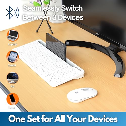 Image of MANHATTAN Wireless Keyboard and Mouse Set - Bluetooth & 2.4 GHz for Multi-Device Switching - Wireless Keyboard Mouse, Cordless Keyboard and Mouse Combo, Computer Keyboard with Mouse - 180580