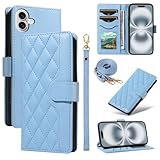 Yuotky for iPhone 17 ケース 手帳型 あいふおん17ケース ショルダー スマホケース iphone 17 肩掛け 財布型 iphone17 カバー カード収納 横置き機能 耐衝撃 携帯カバー ストラップ付き(あお)