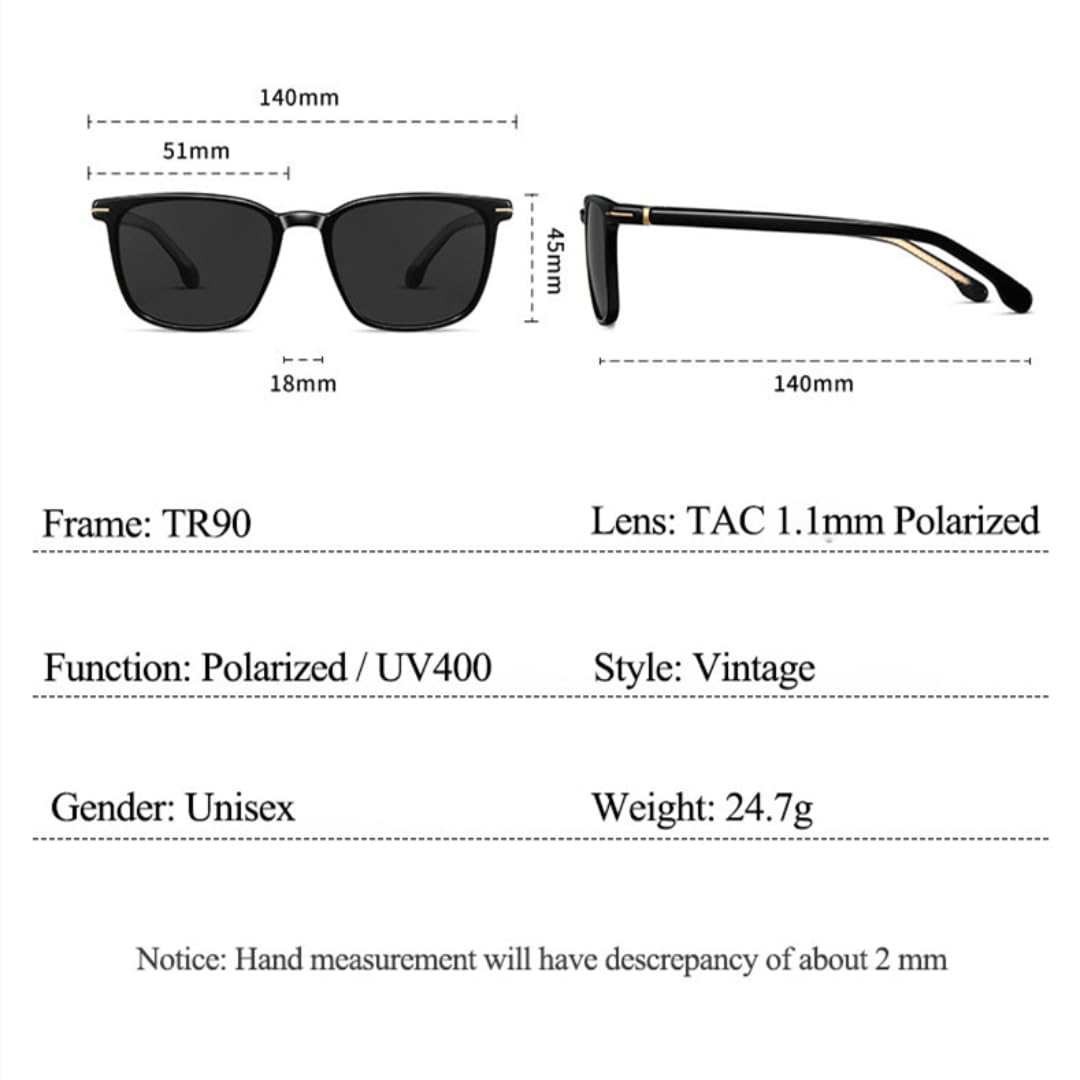 Occhiali da sole retrò TR90 Tac polarizzati, stile occhiali da sole UV400