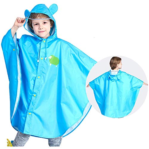 BIBOKAOKE Chubasquero infantil ligero unisex impermeable chubasquero para coche poncho transpirable con bolsillo capucha para exterior traje de lluvia con dibujos animados en 3D para niños y niñas
