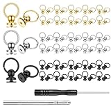 DOPENSPI 60 Pcs Screwback Round Head Rivets with Pull Ring, 3 Color Metal DIY Leather Craft Rivets Studs Rivet Button Ball Studs Rivet Leather Craft Accessories with Installation Tool for Purse Belt B
