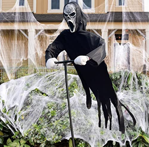Scream Scarecrow Halloween Decorations, Flying Scary Ghostface Screaming Ghost Of Death Hanging Ghost Decor For Garden Porch Yard Tree Horror Theme Party Halloween Props Black #TOP3