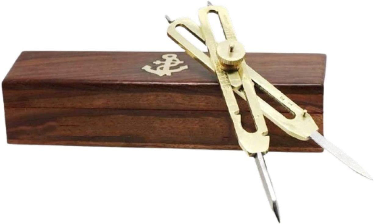 Proportional Divider Marine Navigation Compass with Wooden Box