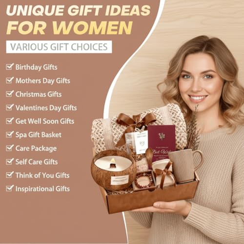 Get Well Soon Self Care Birthday Gift Baskets Set for Women, Thinking of You Inspirational Gifts for Mom Her Friend Sist - Additional View