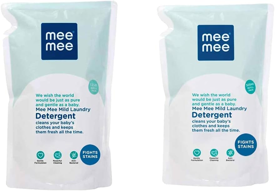 Mee Mee Mild Baby Liquid Laundry Detergent (1.2 L - Refill Pack)&Mee Mee Mild Baby Liquid Laundry Detergent (500 Ml - Refill Pack)
