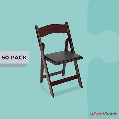 Miniatura 19 de EventStable Titan Series - Sillas plegables de madera para interiores y exteriores, color negro, con relleno de vinilo para bodas y eventos, paquete