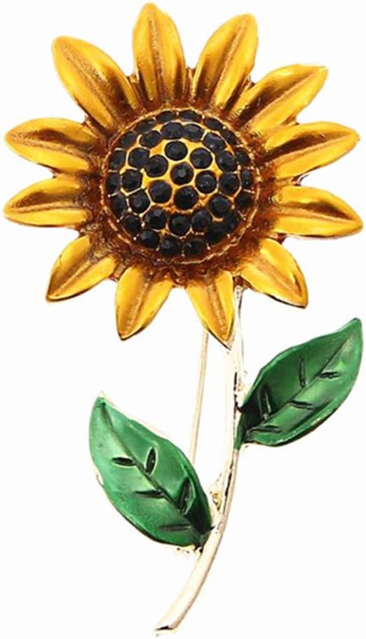 EatingBiting Elegant Sunflower Green Leaf Clothes Accessories Brooch Pin Lapel Pin Jewelry 1.18" x 2.09"