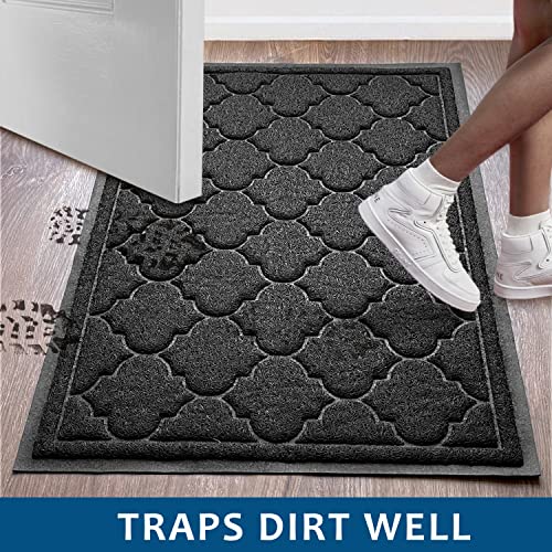 Earthall Upgraded Door Mat Outdoor Indoor Welcome Doormat, 36"X24", Durable Floor Mat Non Slip Rug Ultra Absorb Mud Easy Clean Front Doormat For Garage, Entryway, Patio, High Traffic Areas, Black #TOP2
