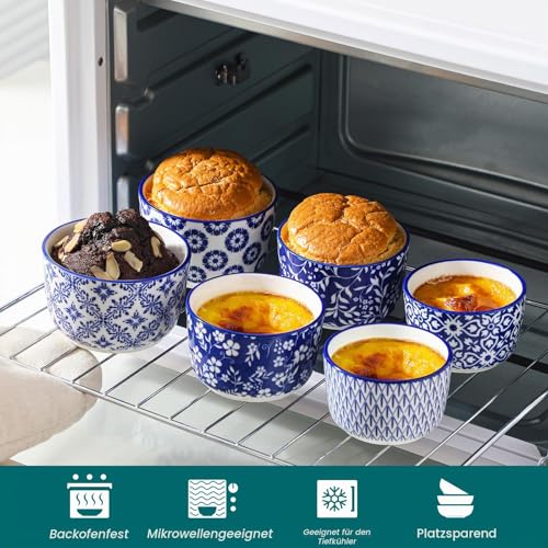 Creme Brulee Schälchen 6 Stück, vancasso SELENE Souffle Förmchen Backofenfest 120ml, Ofenfeste Förmchen Ø 8cm… – Ansicht 4