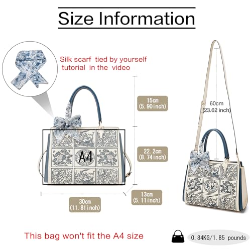 FOXLOVER Vintage Embroidery Leather Handbag for Women - Elegant Shoulder Tote & Satchel Purse, Top Handle Crossbody Bag2