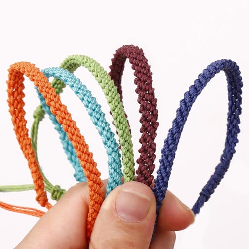 Handmade Braided String Rope Bracelets Simple Adjustable Woven Bracelet Tibetan Buddhist Protection Good Luck Kabbalah Amulet String Boho Summer Surfer Bracelets Waterproof Anklets3