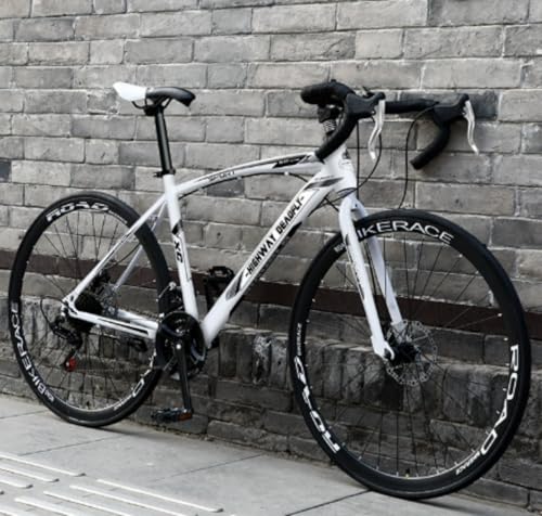 WGM新登場自転車 ロードバイク 26インチ 27段変速MTB 高炭素鋼フレーム 前後ディスクブレーキ器 ドロップハンドル 初心者向け 入門級 通勤 通学 快適走る グラベルロードバイク適応身長155-185CM (ホワイト)